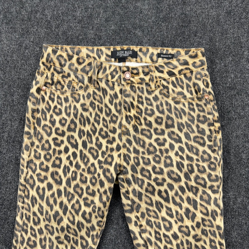 Judy‎ Blue Leopard Print Skinny Fit Stretch Denim Jeans Size 7/28 Tan Brown - Picture 6 of 11